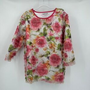 Caroline Rose Pink Floral Textured Tunic Top
